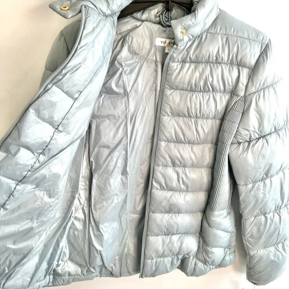 Via Spiga Women’s Blue Quilted Coat Large